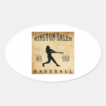 Béisbol 1892 de Winston-Salem Carolina del Norte Calcomania De Oval