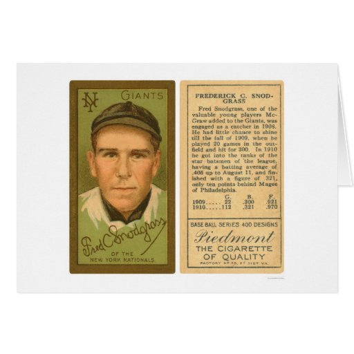 Béisbol 1911 de Fred Snodgrass Giants Tarjetón