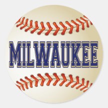 BÉISBOL DE MILWAUKEE ETIQUETA REDONDA