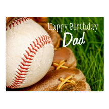 Béisbol del papá del feliz cumpleaños con el mitón postales