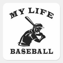 Béisbol mi vida colcomanias cuadradas personalizadas