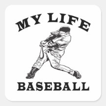 Béisbol mi vida calcomanías cuadradass personalizadas