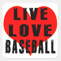 Béisbol vivo del amor calcomanía cuadradas personalizadas