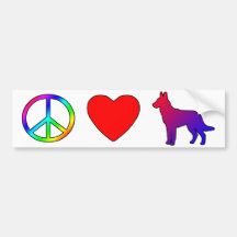 Belga Malinois del amor de la paz Etiqueta De Parachoque