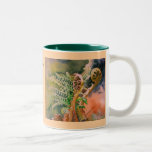 Bella arte de la acuarela del helecho que desplieg taza de café