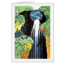 Bella arte de la cascada de Hokusai Amida Felicitacion