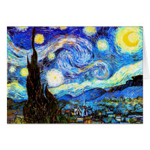 Bella arte del vintage de la noche estrellada de V Felicitacion