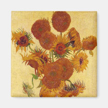 Bella arte del vintage de los girasoles de Van Gog Imán De Nevera
