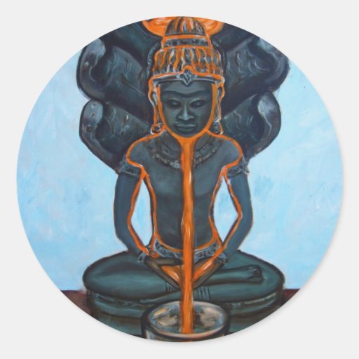 Bella arte del zumo de naranja de Buda Pegatina