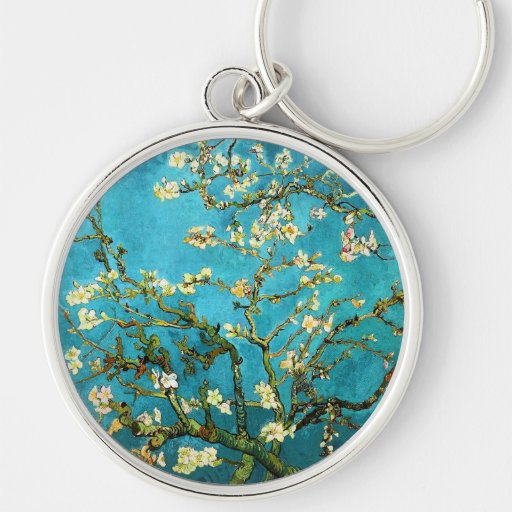 Bella arte floreciente del árbol de almendra de Va Llaveros Personalizados