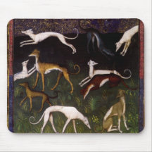 Bella arte medieval de los galgos alfombrillas de ratón