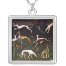Bella arte medieval de los galgos pendiente personalizado