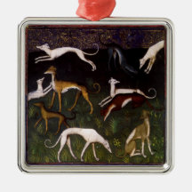 Bella arte medieval de los galgos adornos de navidad
