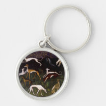 Bella arte medieval de los galgos llaveros personalizados