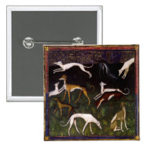 Bella arte medieval de los galgos pins