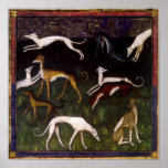 Bella arte medieval de los galgos poster