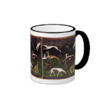 Bella arte medieval de los galgos tazas de café
