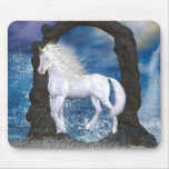 Belleza del blanco del unicornio alfombrilla de ratón