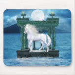 Belleza del blanco del unicornio tapetes de raton