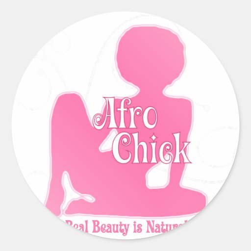Belleza natural de PK del polluelo del Afro Pegatina Redonda