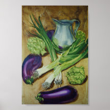 Berenjena, puerro y alcachofa poster
