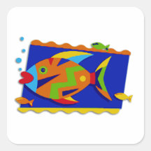 Besar pescados calcomanía cuadrada