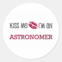 Béseme que soy ASTRÓNOMO Etiqueta Redonda