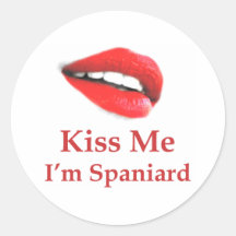 Béseme que soy español pegatinas redondas
