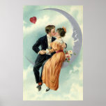 Beso de los pares del Victorian del vintage en una Posters
