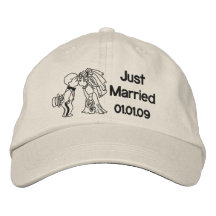 Beso de novia y del novio - apenas casado gorras bordadas