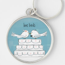 Beso del pastel de bodas de los pájaros del amor llaveros personalizados