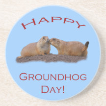 Beso feliz del día de la marmota posavasos diseño