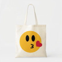 Beso sonriente del corazón bolsas de mano