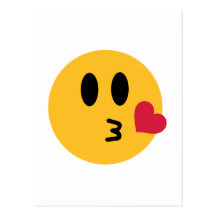 Beso sonriente del corazón postales