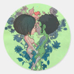 Beso verde etiquetas redondas