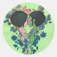 Beso verde etiquetas redondas