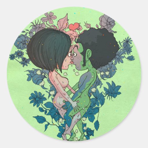 Beso verde etiquetas redondas