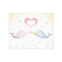 Besos de Narwhal Impresión En Lona