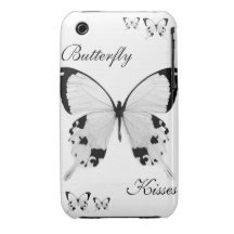Besos negros y blancos de la mariposa iPhone 3 Case-Mate carcasas
