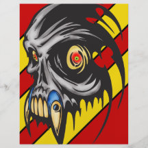 Bestia cibernética melenuda del cráneo flyer personalizado