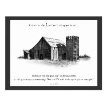 BIBLIA: PROVERBIOS: GRANERO VIEJO, DIBUJO DE LÁPIZ TARJETA POSTAL