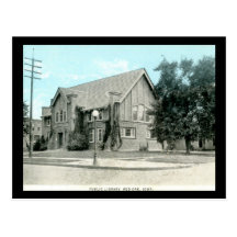 Biblioteca, roble rojo, vintage 1927 de Iowa Tarjeta Postal