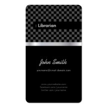 Bibliotecario - a cuadros negro elegante tarjetas de visita