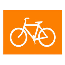 Bici blanca y anaranjada postal