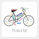 Bici de motivación, bicicleta, completando un cicl calcomanía cuadrada personalizada