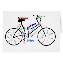 Bici de motivación, bicicleta, completando un cicl tarjeton