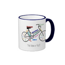 Bici de motivación, bicicleta, completando un cicl taza