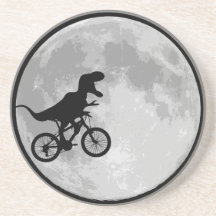 Bici y luna del dinosaurio posavasos personalizados