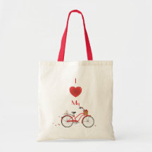 Bicicleta alegre de la cereza bolsas lienzo