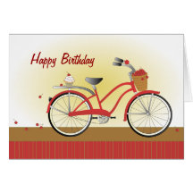 Bicicleta alegre de la cereza felicitación